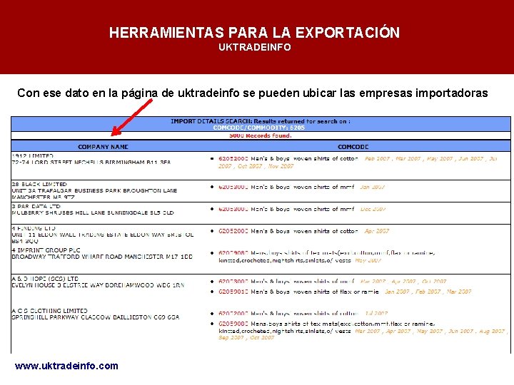 HERRAMIENTAS PARA LA EXPORTACIÓN UKTRADEINFO Con ese dato en la página de uktradeinfo se