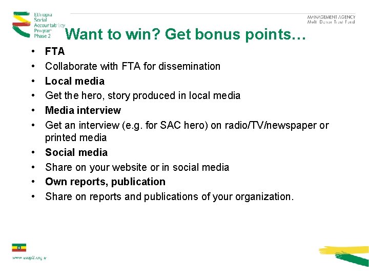 Want to win? Get bonus points… • • • FTA Collaborate with FTA for