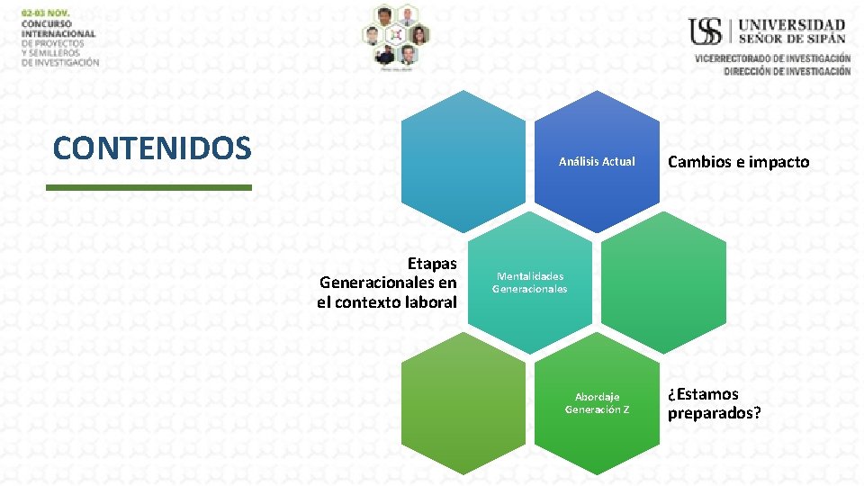 CONTENIDOS Análisis Actual Etapas Generacionales en el contexto laboral Cambios e impacto Mentalidades Generacionales