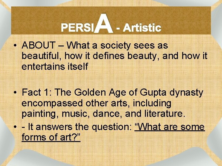 PERSI A - Artistic • ABOUT – What a society sees as beautiful, how