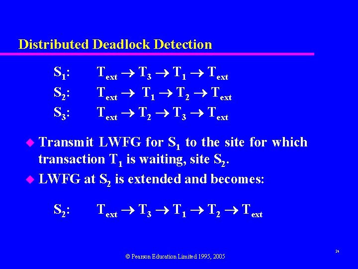 Distributed Deadlock Detection S 1: S 2: S 3: Text T 3 T 1