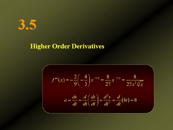 3. 5 Higher Order Derivatives 