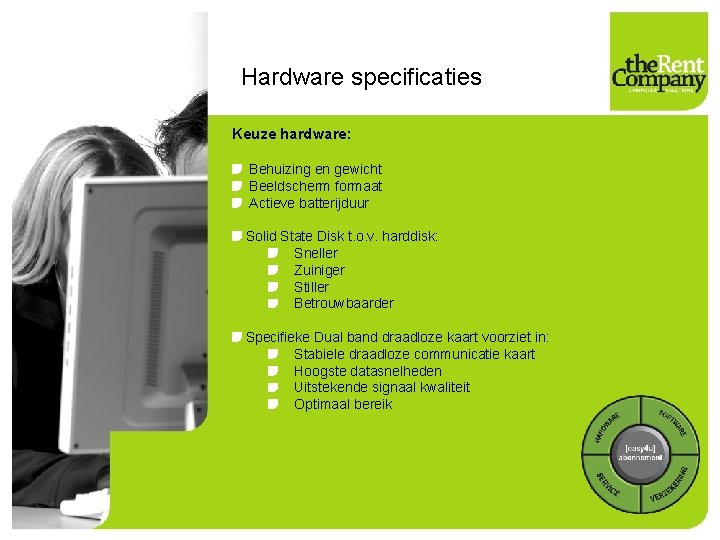 Hardware specificaties Keuze hardware: Behuizing en gewicht Beeldscherm formaat Actieve batterijduur Solid State Disk