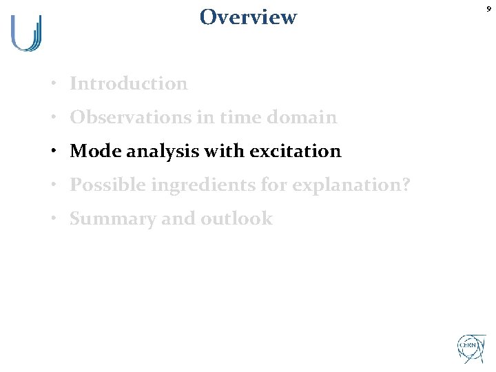 Overview • Introduction • Observations in time domain • Mode analysis with excitation •