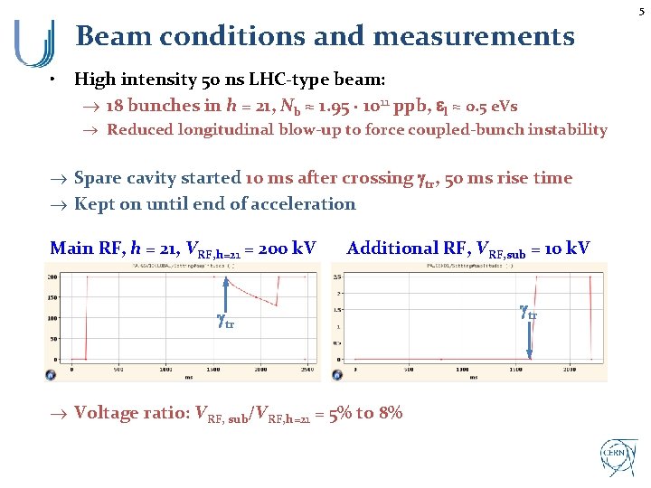 5 Beam conditions and measurements • High intensity 50 ns LHC-type beam: ® 18