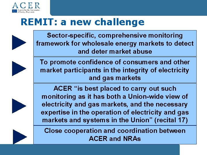 REMIT: a new challenge Sector-specific, comprehensive monitoring framework for wholesale energy markets to detect