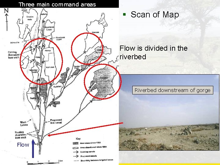 Three main command areas § Scan of Map Flow is divided in the riverbed