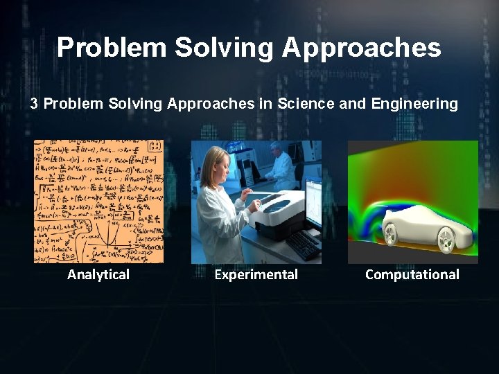 Problem Solving Approaches 3 Problem Solving Approaches in Science and Engineering Analytical Experimental Computational