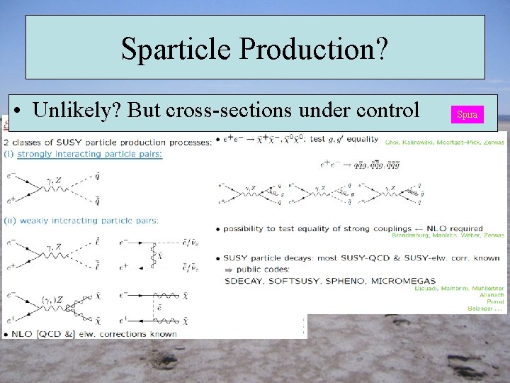 Sparticle Production? • Unlikely? But cross-sections under control Spira 