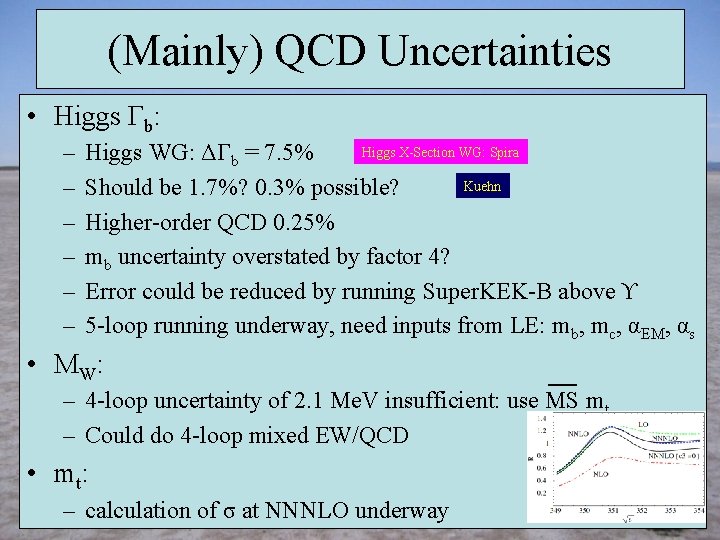 (Mainly) QCD Uncertainties • Higgs Γb: – – – Higgs X-Section WG: Spira Higgs