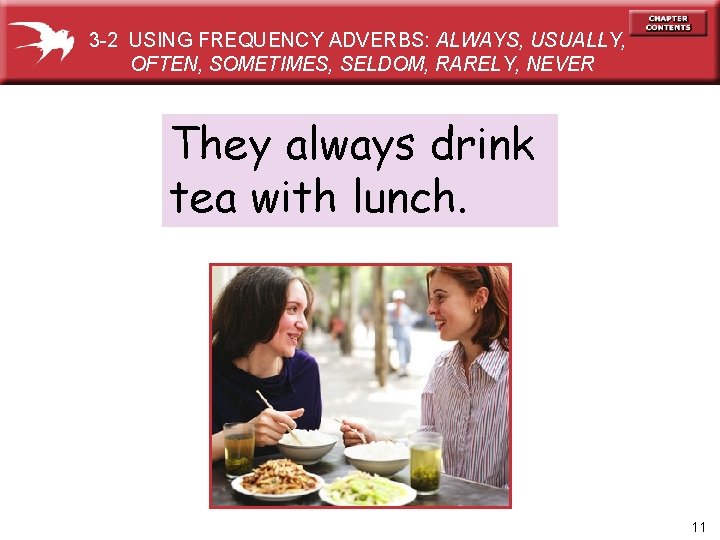 3 -2 USING FREQUENCY ADVERBS: ALWAYS, USUALLY, OFTEN, SOMETIMES, SELDOM, RARELY, NEVER They always