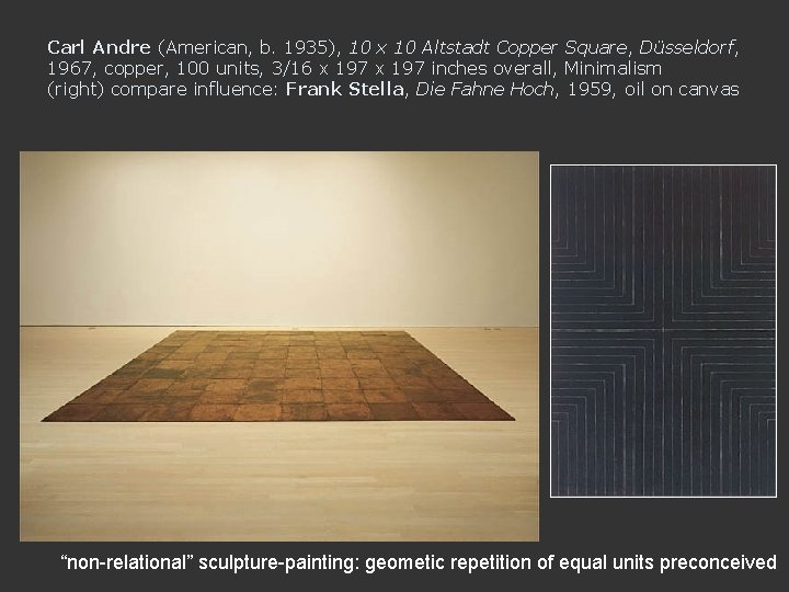 Carl Andre (American, b. 1935), 10 x 10 Altstadt Copper Square, Düsseldorf, 1967, copper,