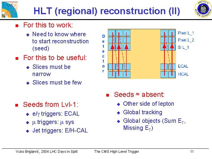 HLT (regional) reconstruction (II) n For this to work: u n Need to know