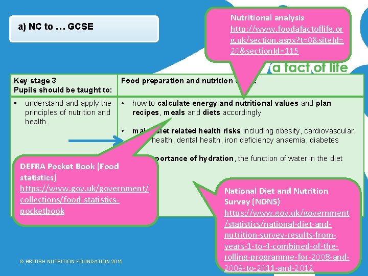 Nutritional analysis http: //www. foodafactoflife. or g. uk/section. aspx? t=0&site. Id= 20&section. Id=115 a)