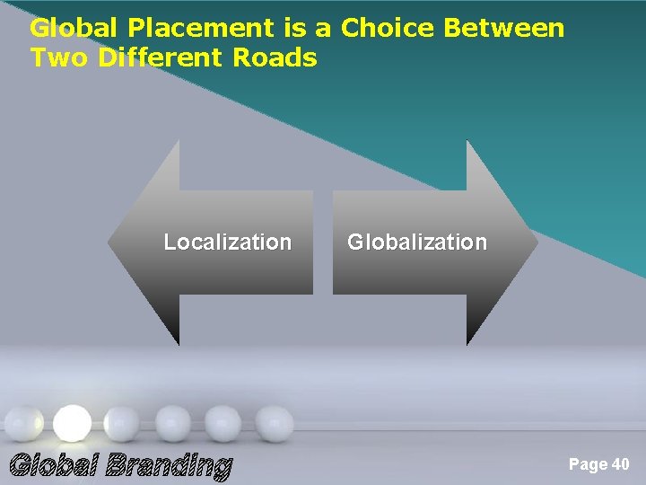 Global Placement is a Choice Between Two Different Roads Localization Global Branding Globalization Powerpoint