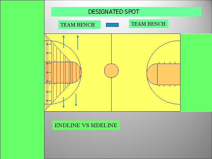 DESIGNATED SPOT TEAM BENCH ENDLINE VS SIDELINE TEAM BENCH 