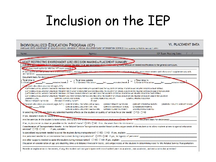 Inclusion on the IEP 