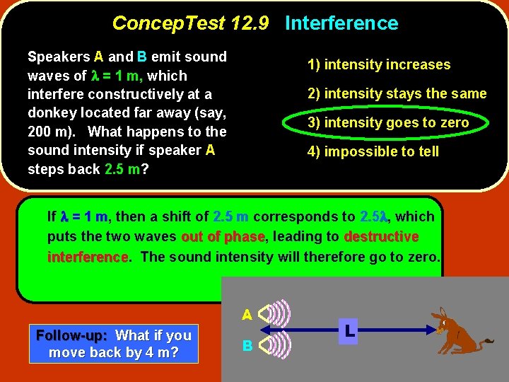 Concep. Test 12. 9 Interference Speakers A and B emit sound waves of l