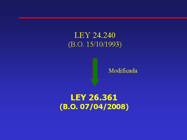 LEY 24. 240 (B. O. 15/10/1993) Modificada LEY 26. 361 (B. O. 07/04/2008) 