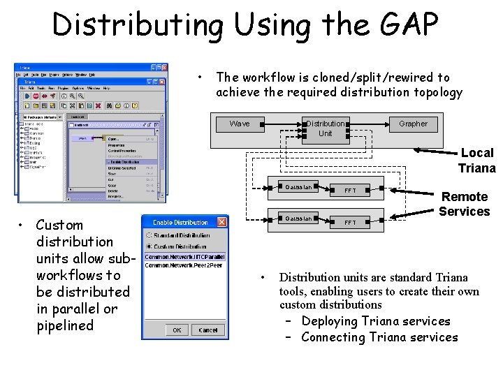 Distributing Using the GAP • The workflow is cloned/split/rewired to achieve the required distribution