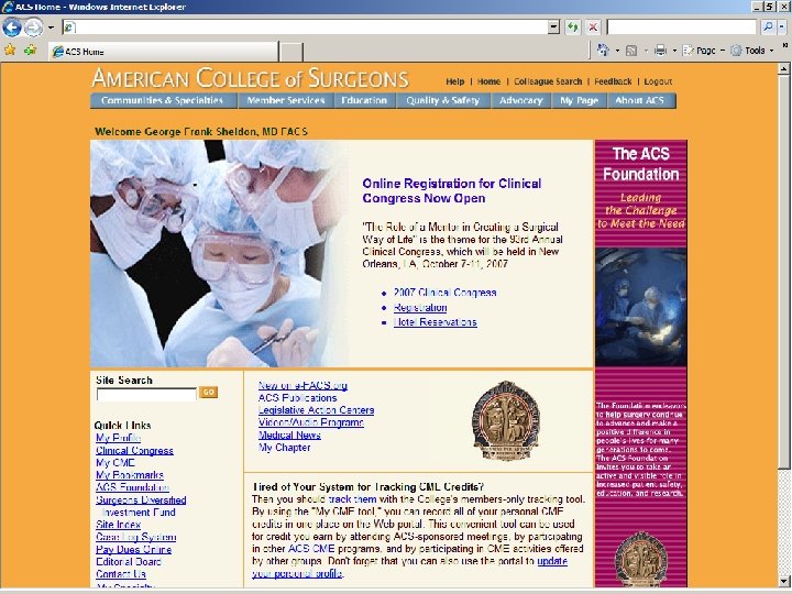 ACS Web Portal Home Page 