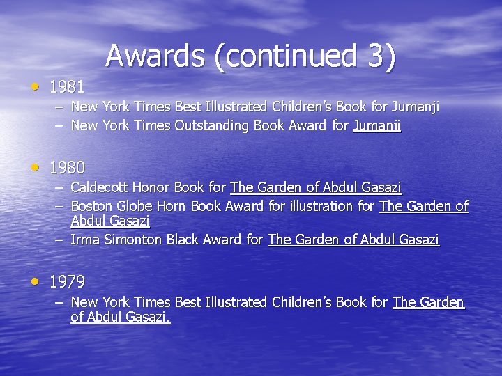  • 1981 Awards (continued 3) – New York Times Best Illustrated Children’s Book