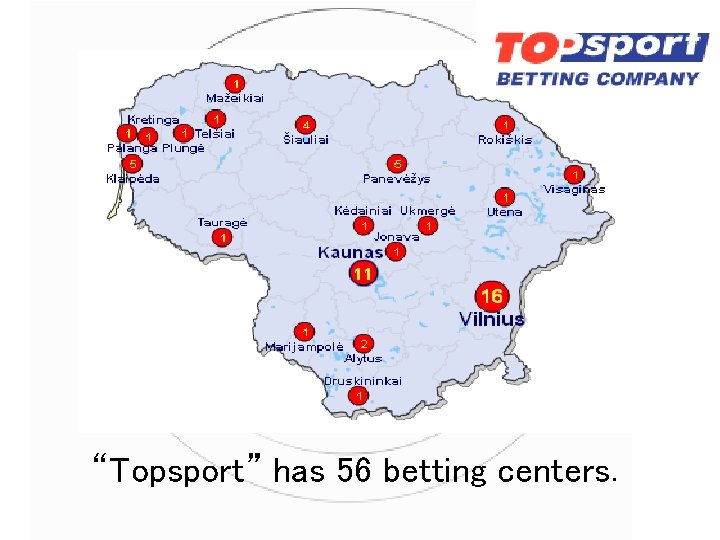 “Topsport” has 56 betting centers. 