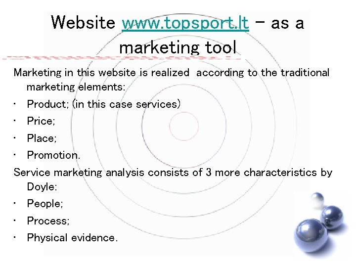 Website www. topsport. lt - as a marketing tool Marketing in this website is