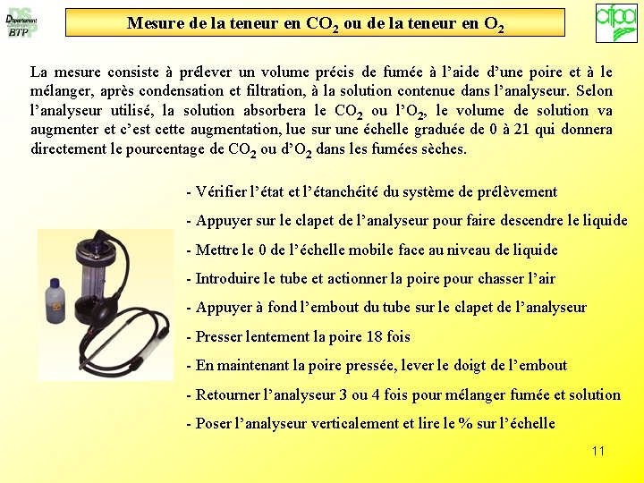 Mesure de la teneur en CO 2 ou de la teneur en O 2