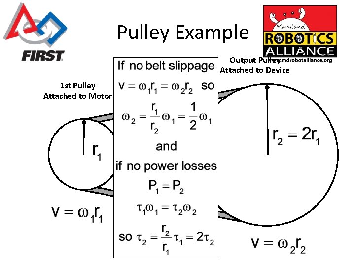 Pulley Example Output Pulley Attached to Device 1 st Pulley Attached to Motor v