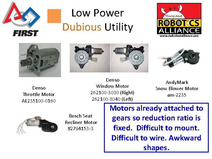 Low Power Dubious Utility Denso Throttle Motor AE 235100 -0160 Denso Window Motor 262100