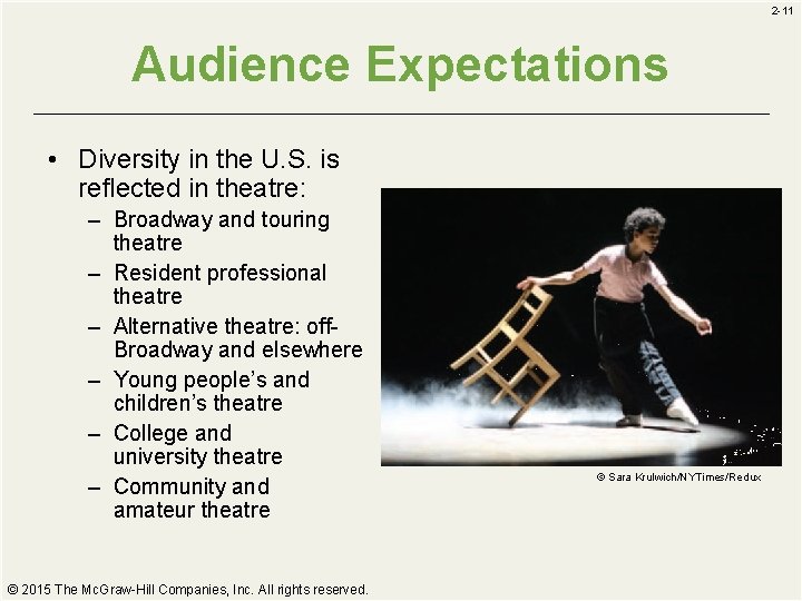 2 -11 Audience Expectations • Diversity in the U. S. is reflected in theatre: