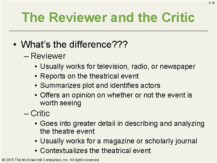 2 -18 The Reviewer and the Critic • What’s the difference? ? ? – 2 -18 The Reviewer and the Critic • What’s the difference? ? ? –