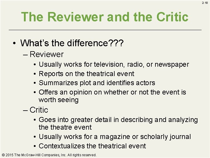 2 -18 The Reviewer and the Critic • What’s the difference? ? ? –