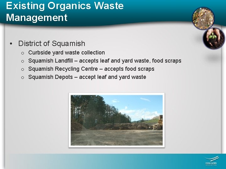 Existing Organics Waste Management • District of Squamish o o Curbside yard waste collection