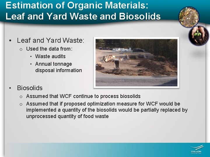 Estimation of Organic Materials: Leaf and Yard Waste and Biosolids • Leaf and Yard