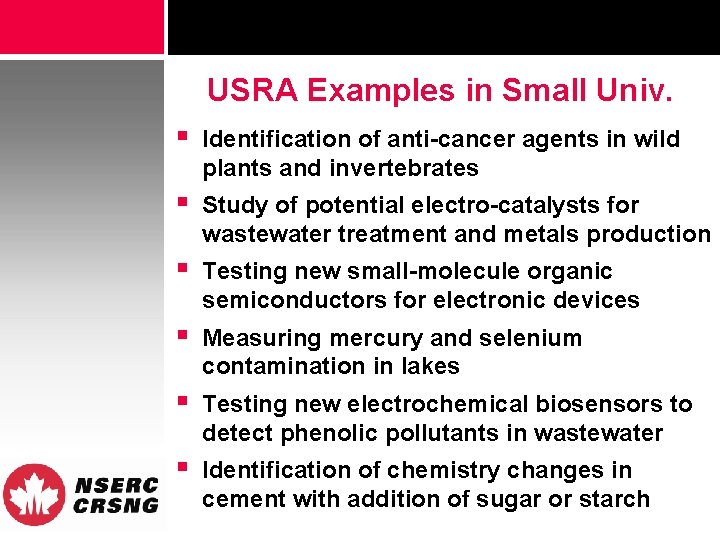 USRA Examples in Small Univ. § Identification of anti-cancer agents in wild plants and