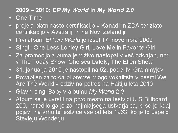  • • • 2009 – 2010: EP My World in My World 2.