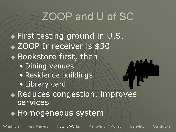 ZOOP and U of SC First testing ground in U. S. u ZOOP Ir