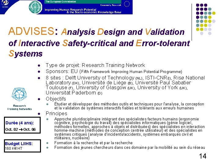 ADVISES: Analysis Design and Validation of Interactive Safety-critical and Error-tolerant Systems l l Type