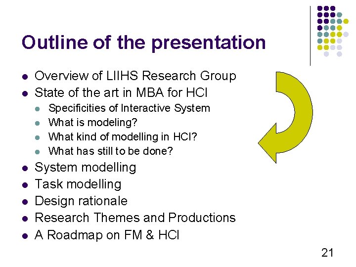 Outline of the presentation l l Overview of LIIHS Research Group State of the