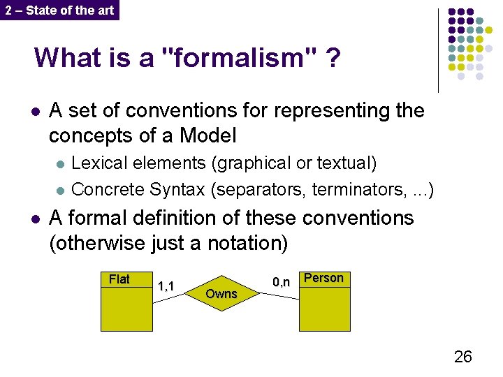 2 – State of the art What is a "formalism" ? l A set