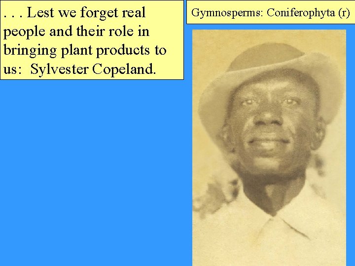 . . . Lest we forget real people and their role in bringing plant