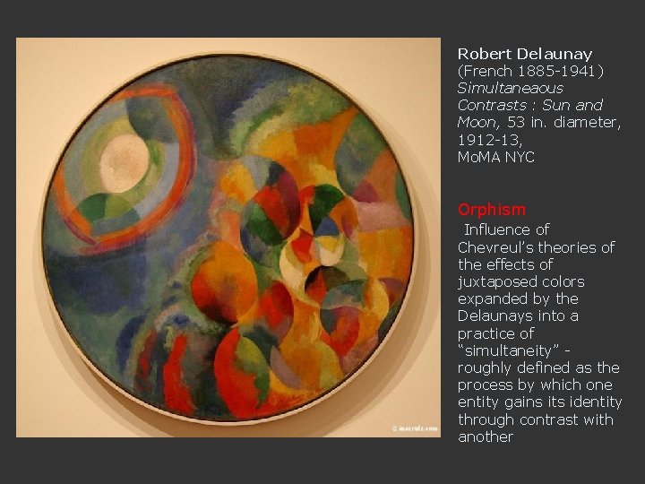 Robert Delaunay (French 1885 -1941) Simultaneaous Contrasts : Sun and Moon, 53 in. diameter,