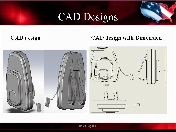 CAD Designs CAD design with Dimension Relax Bag Inc. 