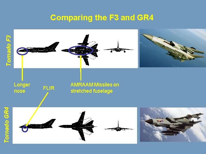 Tornado F 3 Comparing the F 3 and GR 4 Tornado GR 4 Longer