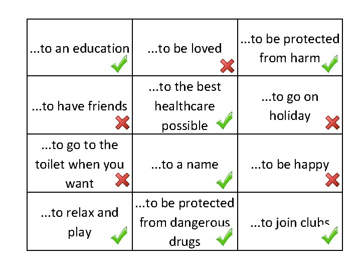. . . to an education . . . to be loved . .