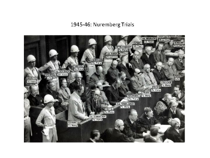 1945 -46: Nuremberg Trials 