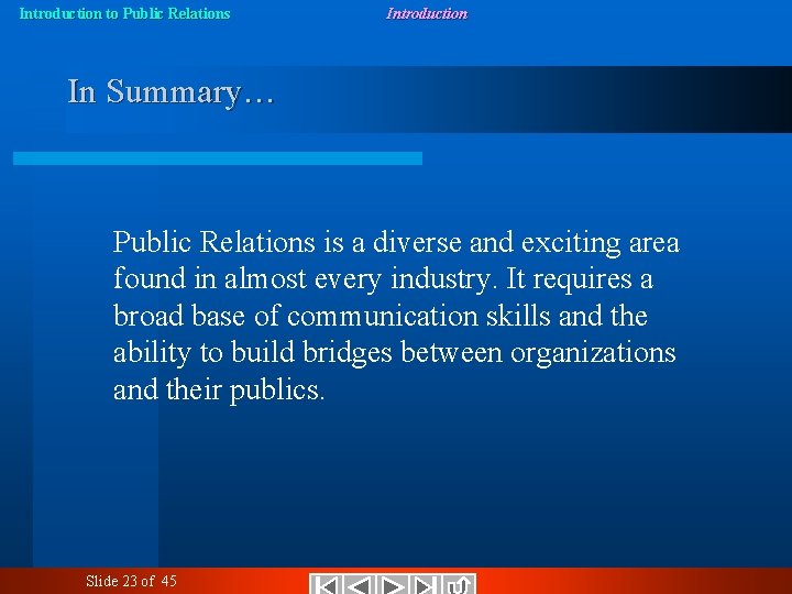 Introduction to Public Relations Introduction In Summary… Public Relations is a diverse and exciting