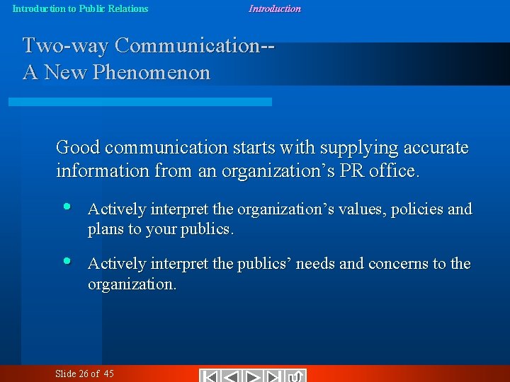 Introduction to Public Relations Introduction Two-way Communication-A New Phenomenon Good communication starts with supplying